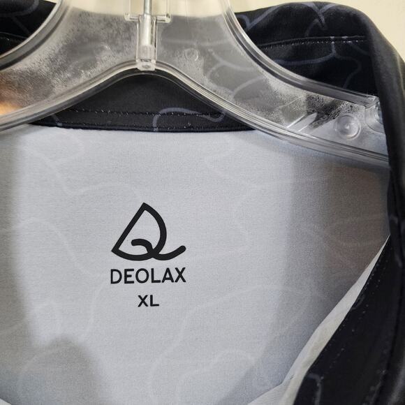 Deolax 1/4 button front abstract design with mesh sides polo shirt men's size XL - Picture 2 of 9